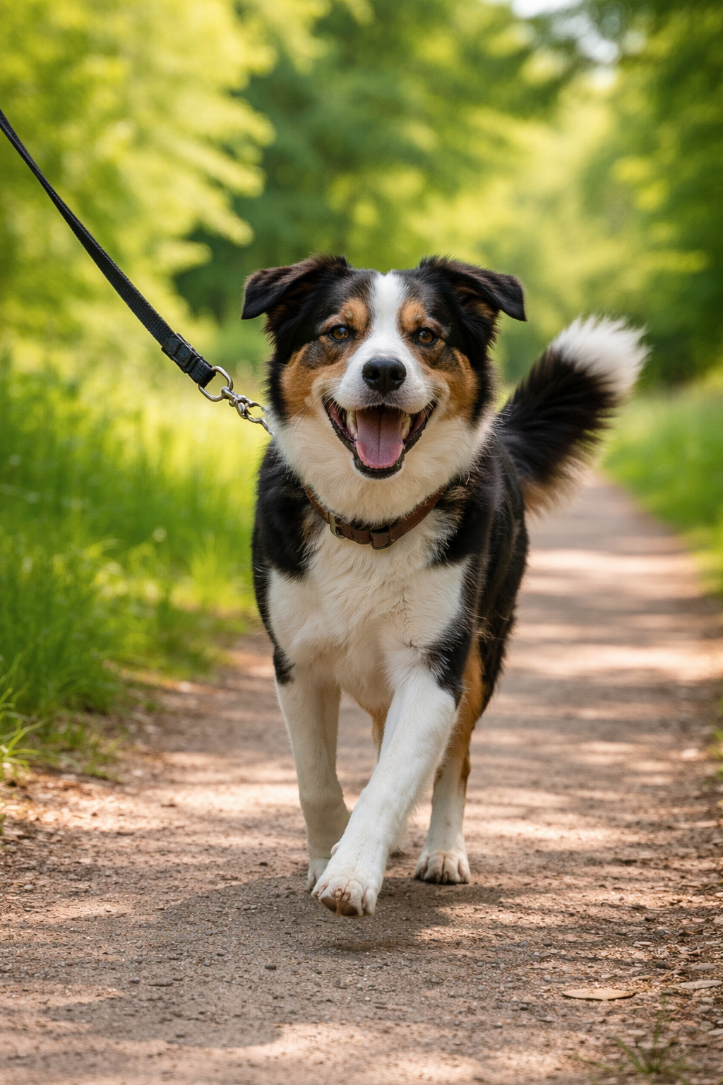 Fröhlicher Hund schnüffelt im Park