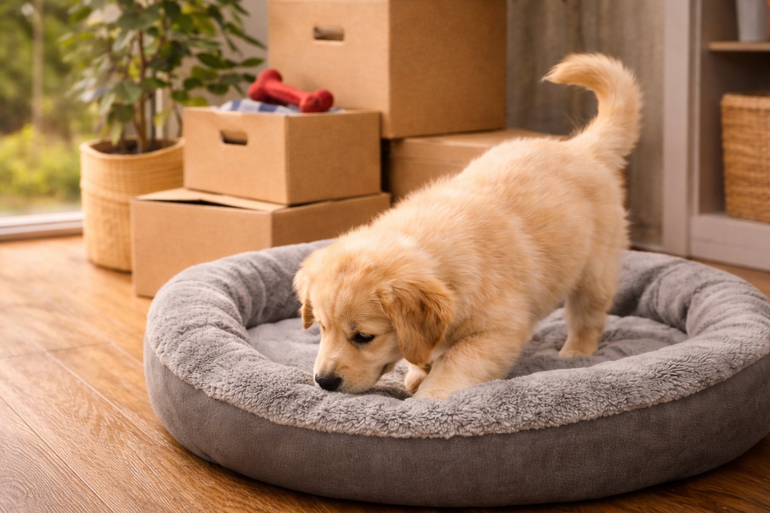 Golden Retriever Welpe im neuen Zuhause