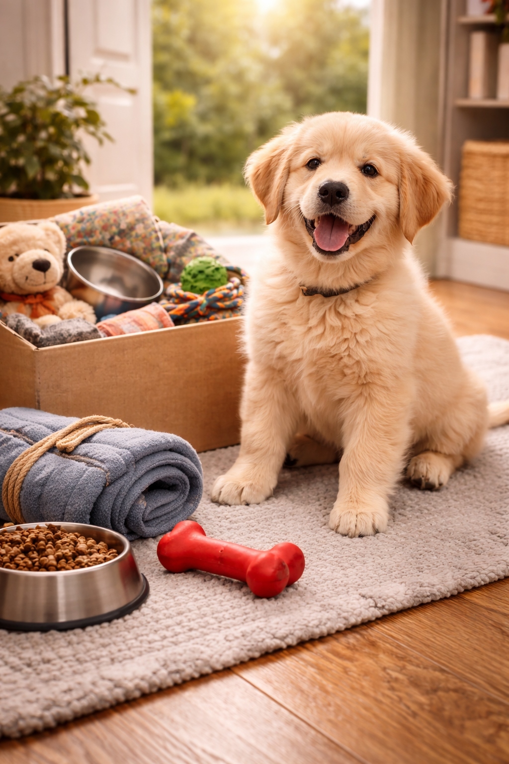 Welpe mit Spielsachen – ruhiger Start mit Struktur