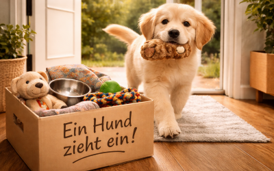 Ein Hund zieht ein