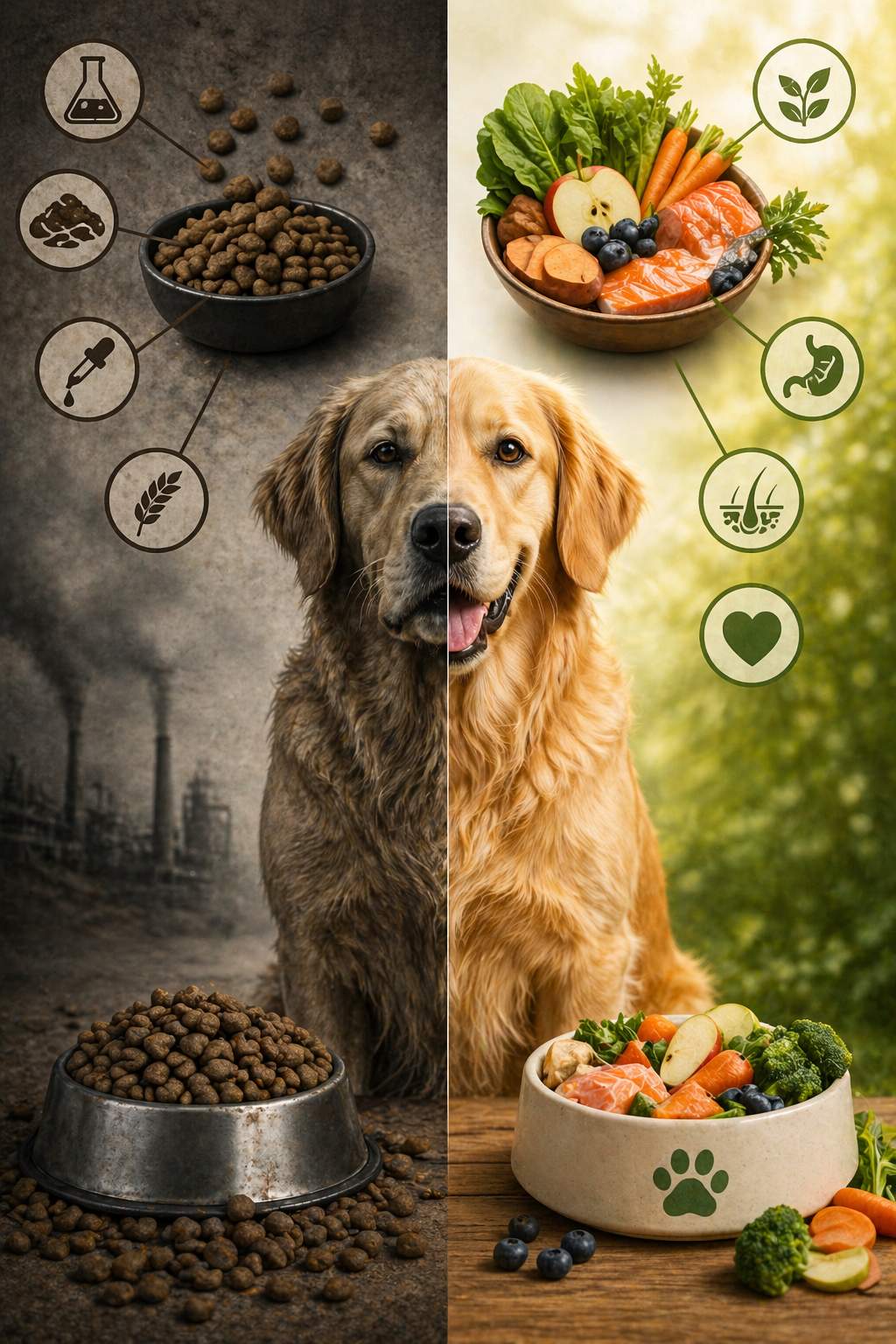 Hund und Katze schauen aufmerksam